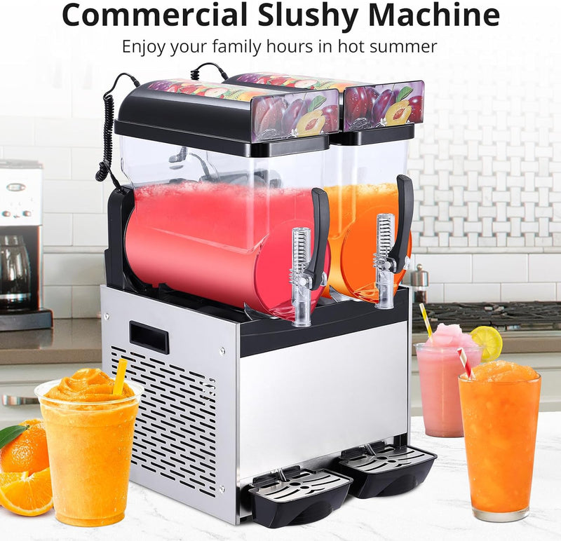 Acekool Commercial Slushy Machine, 30L/8 Gal Frozen Margarita Machine, Self-Cleaning, 700W Stainless Steel Slushy Machine